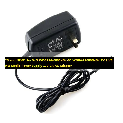 *Brand NEW* For WD WDBAAN0000NBK-00 WDBAAP0000NBK TV LIVE HD Media Power Supply 12V 2A AC Adapter